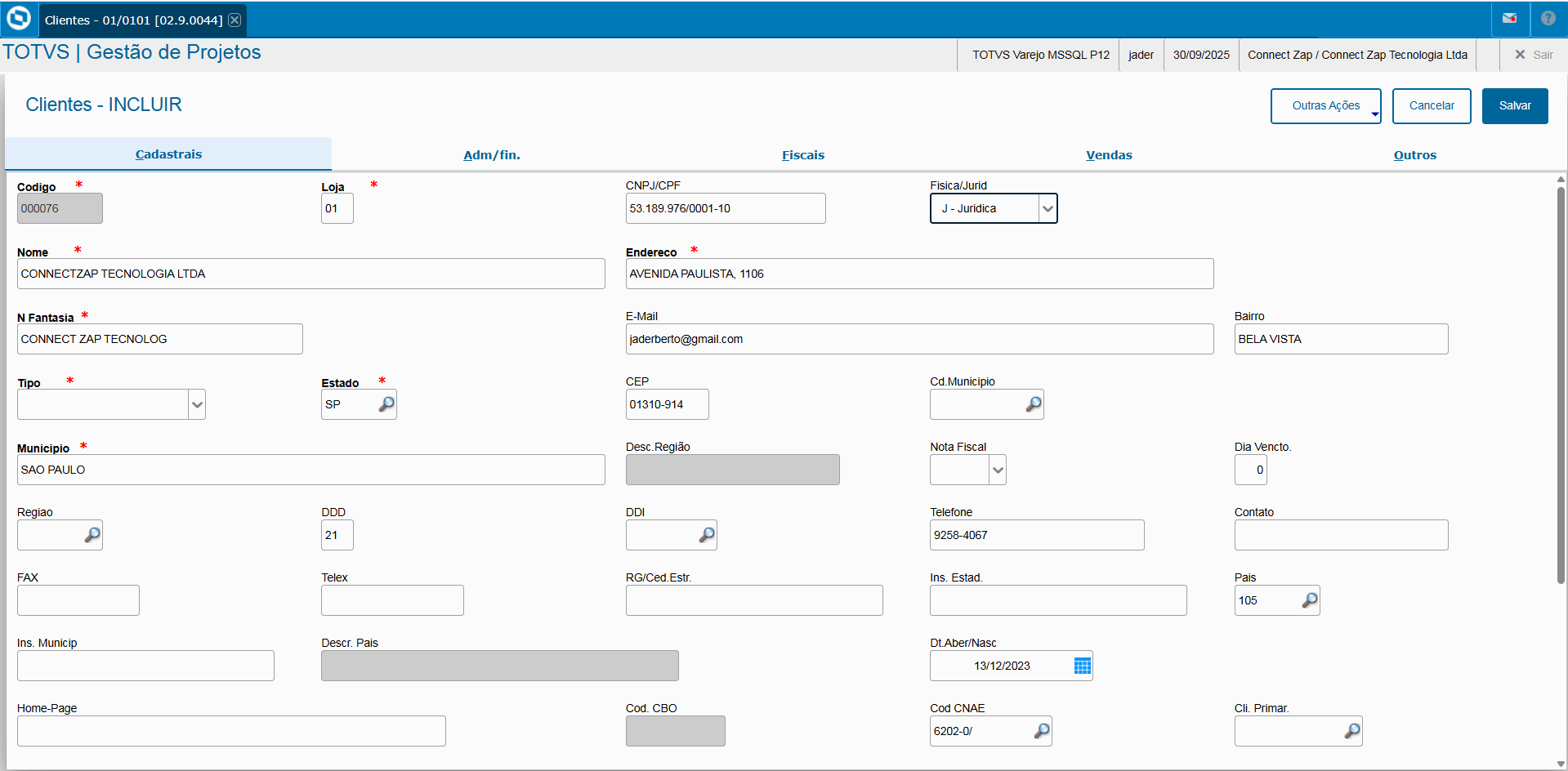 Busca Empresa via CNPJ